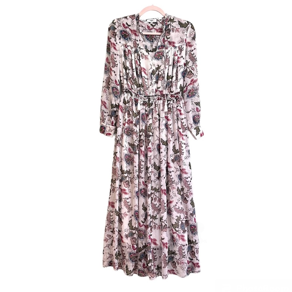 SUNCOO Paris floral long sleeve peasant maxi sundress dress, size xs - Picture 3 of 10